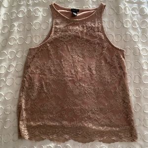 Rue21 Pink Floral Lace Design w/ Scalloped Trim Blouse Tank Top - Women’s Small